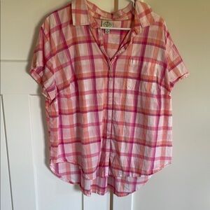 St. John's Bay Pink and Orange Button Down Shirt